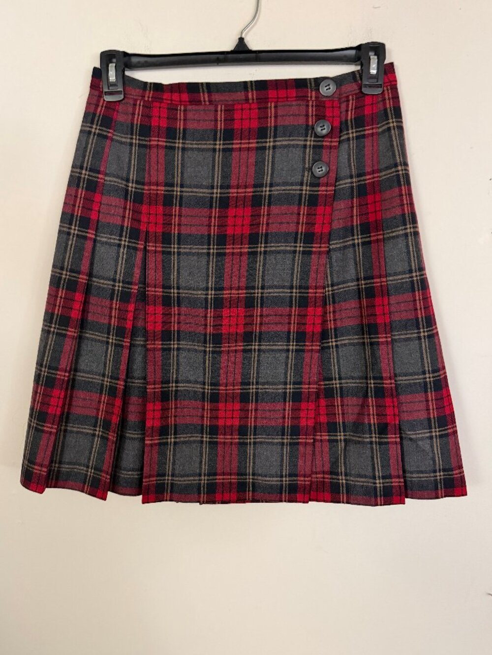 Talbots Wool Pleated Tartan Wrap Skirt